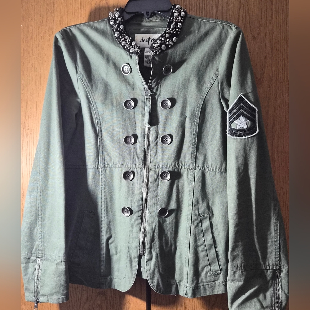 DayTrip Embellished Army Green Ladie's Jacket Sz M